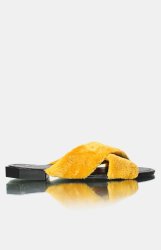 Ladies' Criss Cross Slide Sandals - Mustard - Mustard UK 3