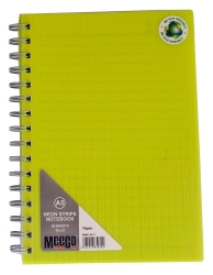 Meeco Neon Stripe A5 80 Ruled Sheets Spiral Bound Notebook - Yellow