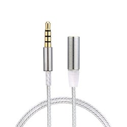 Ketdirect 150CM 4.5FT 4 Pole 3.5MM 1 8 Inch Male To Female Silver Plated Stereo Audio Cable Headphone Earphone Extension Cord