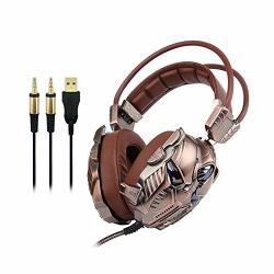 Fxminlhy PC Gaming Headset 3.5 Channel Stereo Subwoofer Esports Computer Shake Headphone Brown