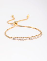 Goldair Gold Plated Cubic Zirconia Box Chain Toggle Tennis Bracelet