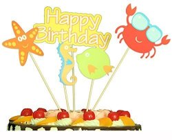 Deals On Hero Happy Birthday Cake Topper Seahorse Starfish Crab