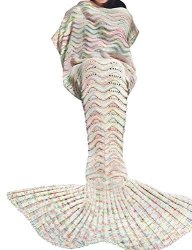 Fu Store Mermaid Tail Blanket Crochet Mermaid Blanket For Adult Super Soft All Seasons Sofa Sleeping Blanket Cool Birthday Wedding Mother's Day Gift 71