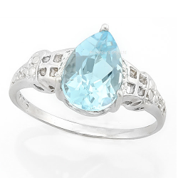 Exquisite 2.10CT Genuine Blue Topaz And Diamond Ring