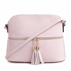 Sg Sugu Lightweight Medium Dome Crossbody Bag With Tassel Zipper Pocket Adjustable Strap Blush