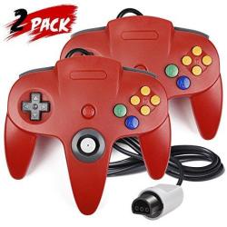2 Pack N64 Controller Innext Classic Wired N64 64-BIT Gamepad Joystick For Ultra 64 Video Game Console N64 System Mario Kart Red