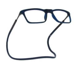 Rectangular Magnetic Blue Blocking Reading Glasses Navy +2.00