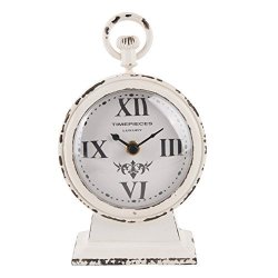 Nikky Home Vintage Metal Round Analog Table Clock White 4.75 By 2.5 By 7.62 Inches