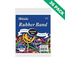 Colorful Rubber Bands Bazic Variety Rubber Bands Mixed Sizes Colored 36 Units
