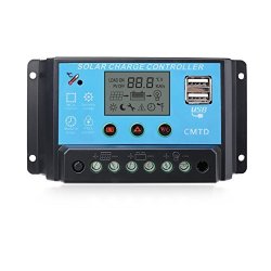 Sunix 10A 12V 24V Solar Charge Controller Charge Regulator Intelligent USB Port Display Overload Protection Temperature Compensation