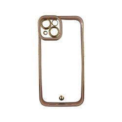 Goldair Gold Outline Tpu Fashion Case With Camera Cut-out For Iphone 14 Plus - Pink