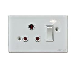 Alphacell Switch Wall Socket Single 4X2 Steel Cover White