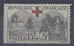 France 1918 Red Cross 15 Plus 5 C Fine Mint Vertcial Gum Crease
