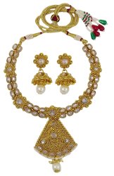 Gold Tone Ethnic Traditional 2PC Necklace Earring Set Indian Women Party Jewelry IMOJ-BNS70B