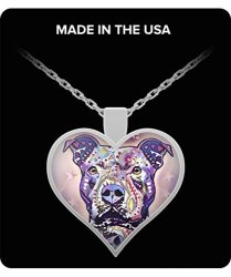 Limited Edition Purple Charm Pit Bull Picasso Custom Heart Silver Necklace On All Orders