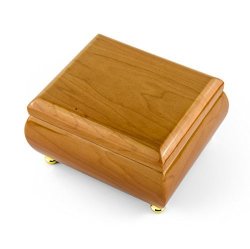 18 Note Natural Light Wood Tone Glossy Musical Jewelry Box - Over 400 Song Choices - On The Wings Of Love