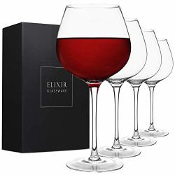 Red Wine Glasses - Large Wine Glasses Hand Blown - Set Of 4 Long Stem Wine Glasses 100% Lead Free Premium Crystal - Gift
