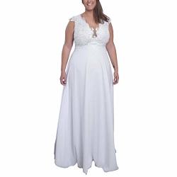 Yipeisha Beach Wedding Dress Scoop Appliques Lace Chiffon Wedding Gown Plus Size Bride Dress 24W Ivory