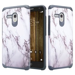 Coverlab Shock Proof Phone Case For Alcatel Pixi Glory Onetouch Flint Fierce XL Jitterbug Smart Protective Soft Silicone Cute Girls Women Cover - Marble