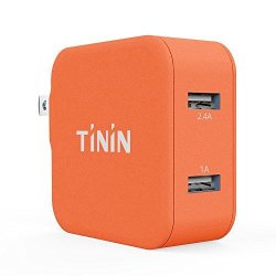 Tinin Dual Port USB Wall Charger 17W 3.4A Portable Travel Wall Charger With Smart Technology Foldable Plug For Compatible Iphone X 8 7