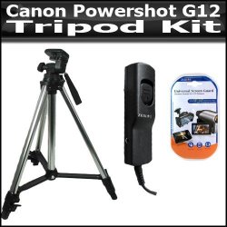Butterflyphoto Tripod Kit Includes 50 Pro Tripod + Remote Shutter Release Replacement For Canon RS-60E3 + Lcd Screen Protectors For The Canon Powershot G12 Digital Camera