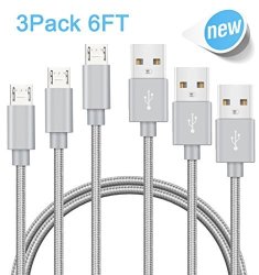 Micro Cables Quntis 3 Pack 6FT Android Charger Cable Nylon Braided Ultra Durable Cables For Samsung Galaxy Nexus LG Sony Htc Kindle Nokia Motorola