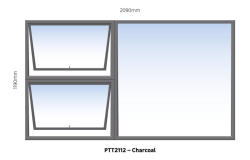 Top Hung Aluminium Window Charcoal PTT2412 2 Vent W2400MM X H1200MM