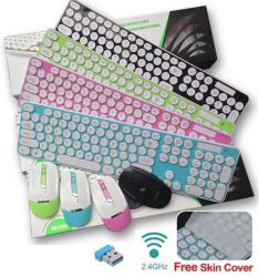 Super Slim 2.4 Ghz Wireless Keyboard Mouse Silicone Protective Skin & USB Receiver Combo
