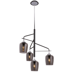 Bright Star Lighting - Polished Chrome Chandelier With Smoke Colour Glass
