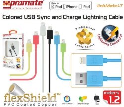 Promate Linkmate-lt Apple Mfi Certified Lightning Sync & Charge Cable 120CM Length Peach