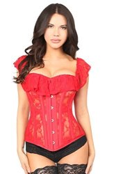 Daisy Corsets Women's Top Drawer Red Sheer Lace Steel Boned Corset Large
