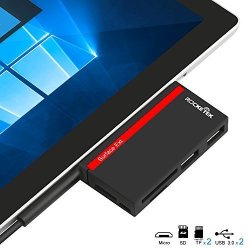 Rocketek USB 3.0 Hub Adapter With Sd Micro Sd Card Reader For Microsoft Surface Pro 3 12.3 Pro 4 Pro - Support 2 Tf Cards + 1 Sd Cards + 2 USB Combo Adapter