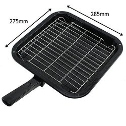 SPARES2GO Small Square Grill Pan Rack & Detachable Handle For Creda Oven Cookers
