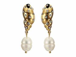 Kate Spade New York Under The Sea Pave Tulip Shell Drop Earrings Clear gold One Size