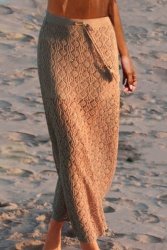 Wild Rose Brown Elastic Tie Front Knitted Maxi Skirt - One Size