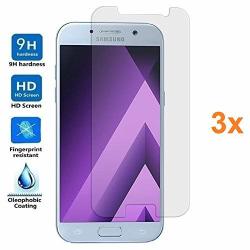 3X Screen Protector For Samsung Galaxy A5 2017 Tempered Glass Film Premium Quality Perfect Protection For Scratches Breaks Moisture Pack 3X