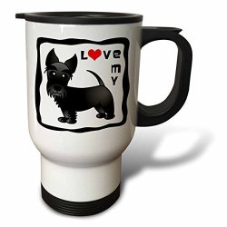 3DROSE TM_40872_1" I Love My Scottie Dog Black Red Heart" Travel Mug 14 Oz Multicolor