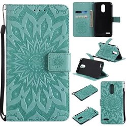 LG Stylo 3 Wallet Case Stylus 3 Case A-slim Tm Sun Pattern Embossed Pu Leather Magnetic Flip Cover Card Holders & Hand Strap Wallet