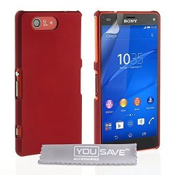 Yousave Accessories Sony Xperia Z3 Compact Case Red Hard Hybrid Cover