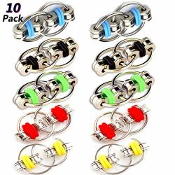 Biowow 10 Pcs Anxiety Fidget Ring Flippy Chain Fidget Toy Perfect For Adhd Anxiety And Autism Stress Reducer For Adults And Kids