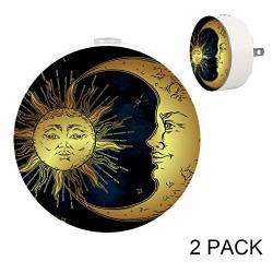 Golden Sun Crescent Moon And Stars Plug In LED Night Light Auto Sensor Smart Dusk To Dawn Decorative Night For Bedroom Bathroom Kitchen Hallway