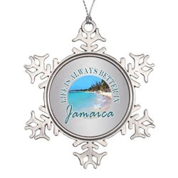 Ploekdu Funny Life Is Always Better In Jamaica Beach Rnd Novelty Christmas Novelty Christmas Snowflake Ornaments Decorative Hanging Pendent Gifts Ornamentss