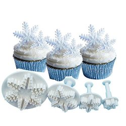 Anyana 4pcs Snowflake Cookie Cutters Cake Decorating Edible
