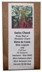 Heirloom Veg Seeds - Swiss Chard - Ruby Red