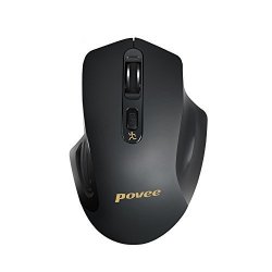 Silent Quiet USB Wireless Mouse - Povee GM02 Clickless Optical Ergonomic Mice Fo