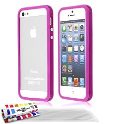 Muzzano Original Bumper Cover Case With 3 Ultraclear Screen Protectors For Apple Iphone 5S - Purple