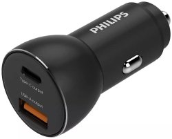 Philips Ultra Fast Car Charger Type-c And USB A 36W 1A