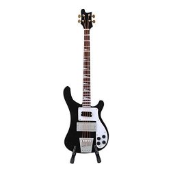 Hongzer Guitar Instrument Black Miniature Bass Guitar Replica With Stand And Case Instrument Model Ornaments Gift