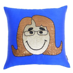 Handcrafted Sequins Face Cushion Case Cover Square Pillow Cover Throw Gift -choose Size Sas-42a