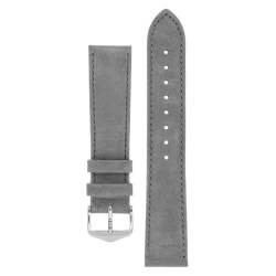 Osiris Calf Leather With Nubuck Effect Watch Strap In Grey - 18MM Silver